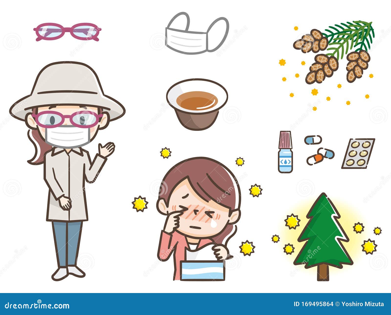 Set of Hay Fever Illustrations Stock Vector Illustration of cartoon, diseases 169495864