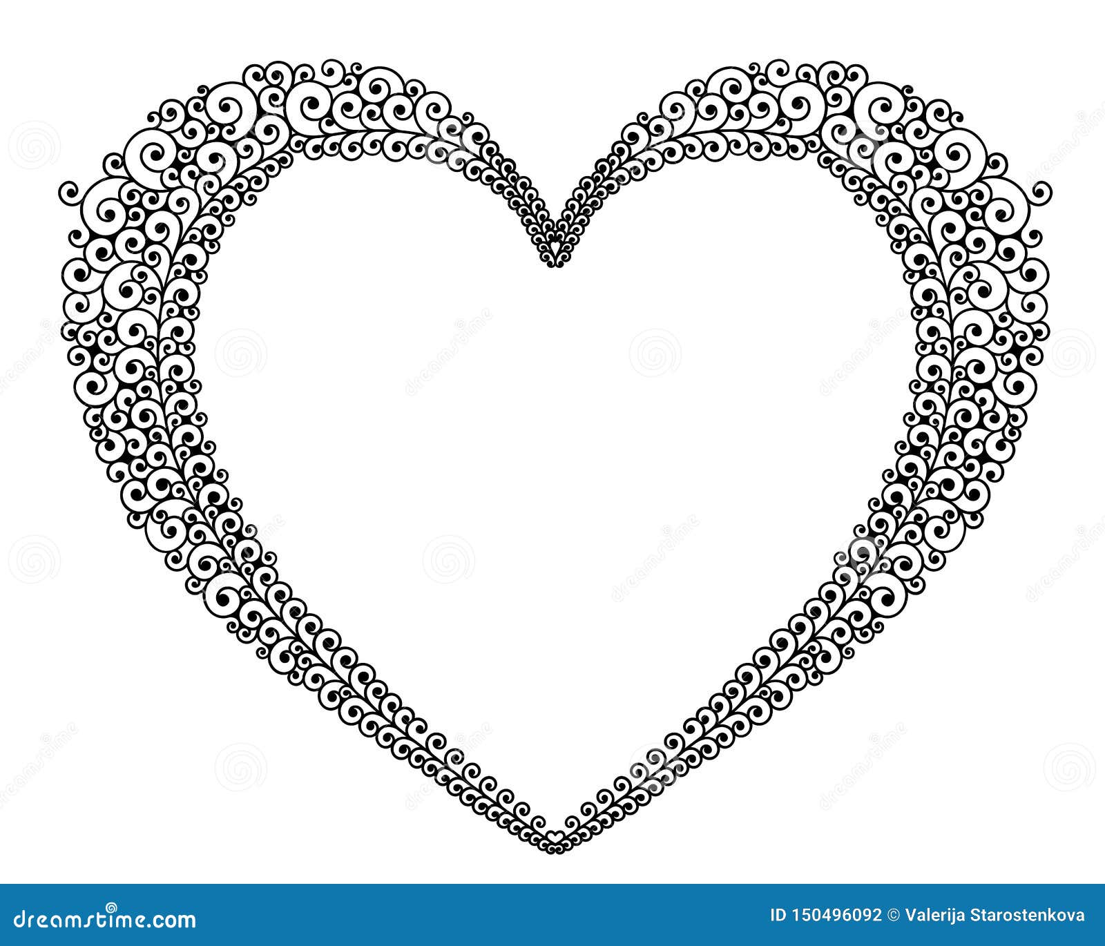 Download Vector Illustration Of Outline Heart Frame For Text, With ...