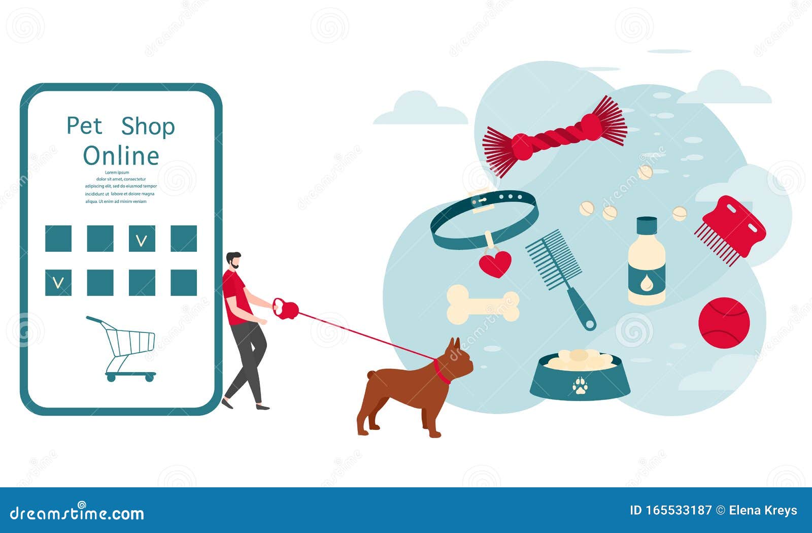 Optimismo retorta China Vector Online Pet Shop People Dog Care Purchases Stock Vector -  Illustration of pill, medicine: 165533187
