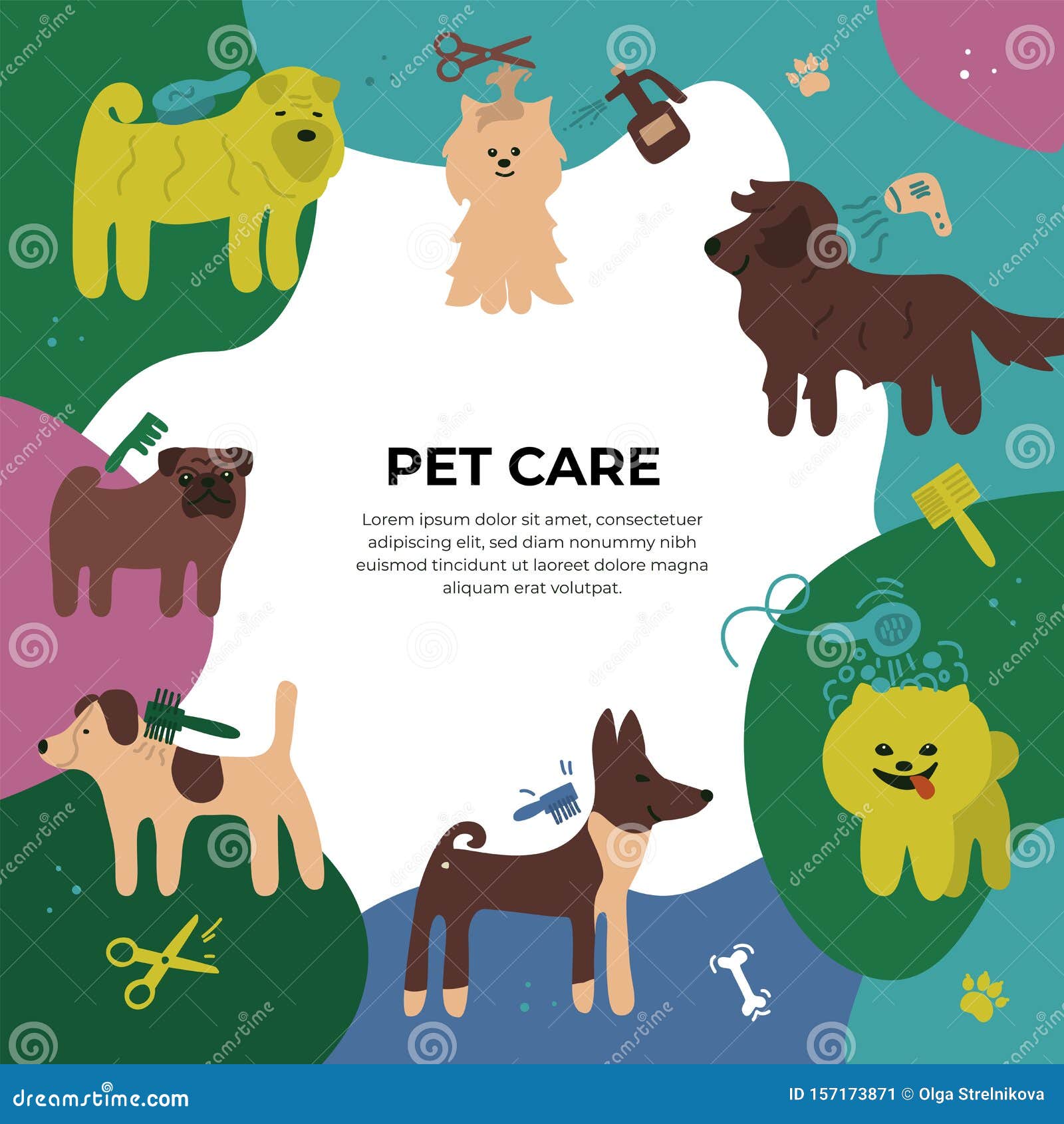 Pet Care Design Template for Banner Stock Vector - Illustration of care,  comic: 157173871