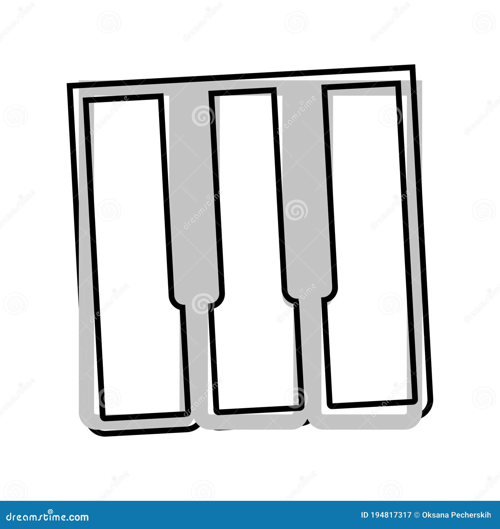 Vector Illustration Piano Key Icon Cartoon Style on White Isolated
