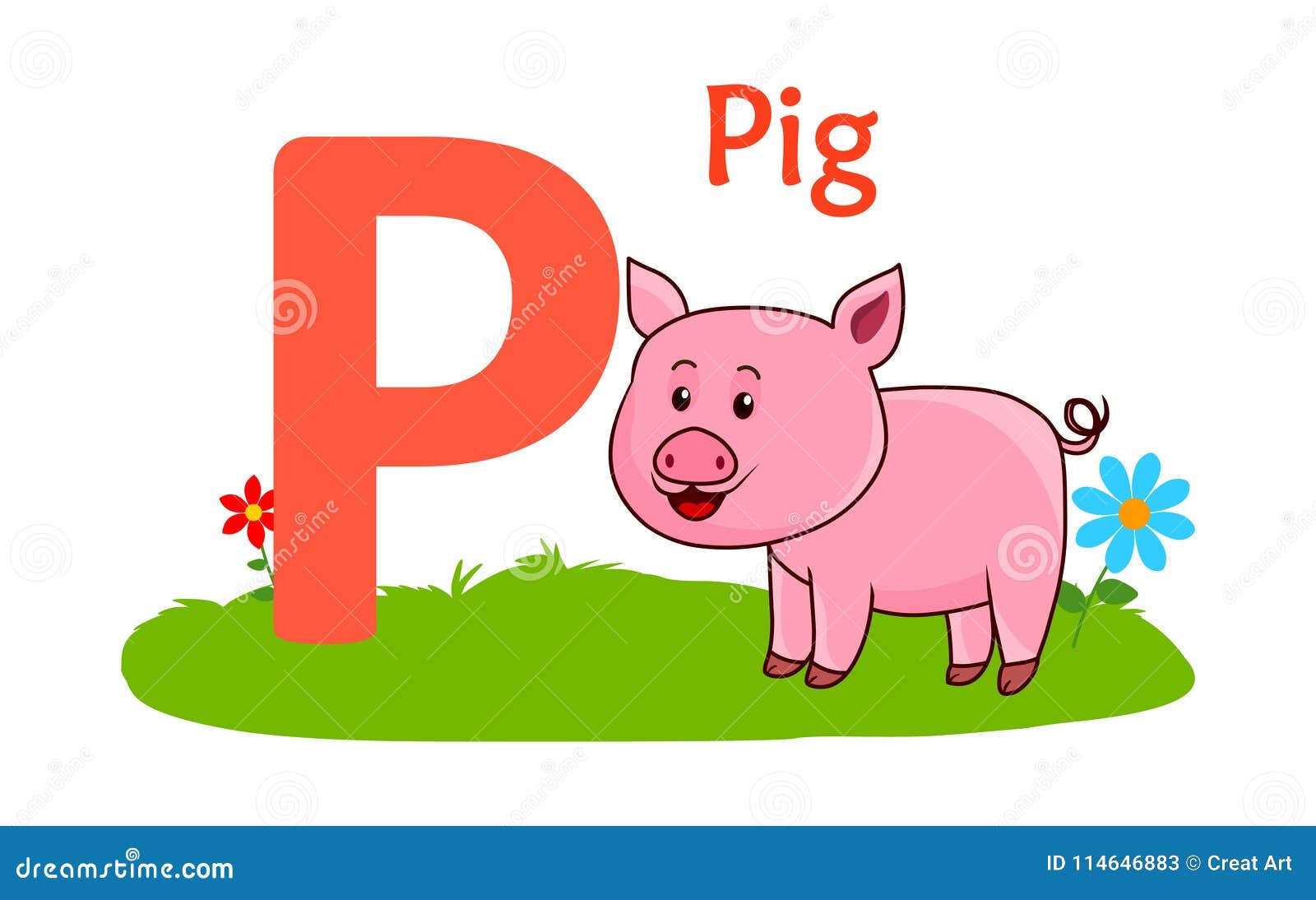 Animal Alphabet P.P for Pig Stock Vector - Illustration of farm, artistic:  114646883