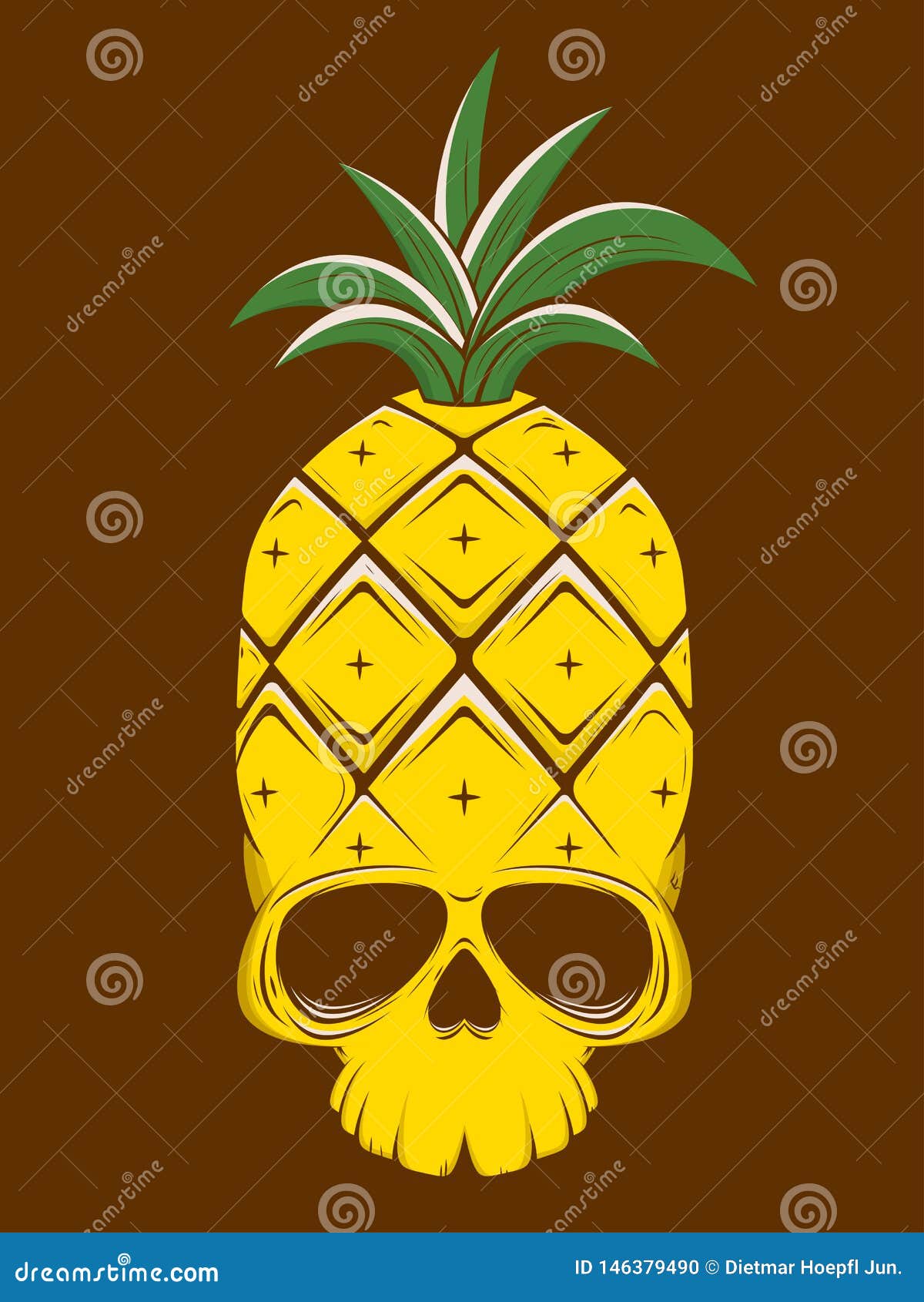 Vector Illustration of a Pineapple Skull Stock Vector - Illustration of
