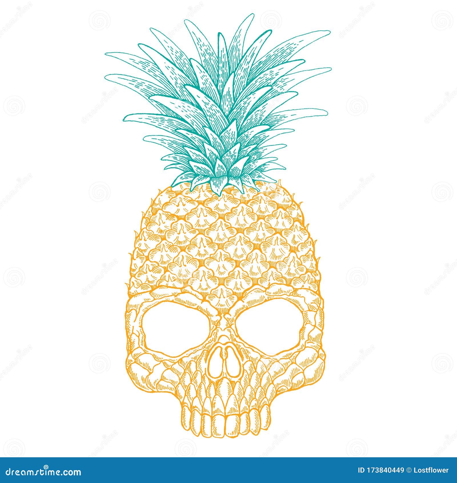 Download Vector Illustration Of Pineapple Skull. Halloween Picture ...