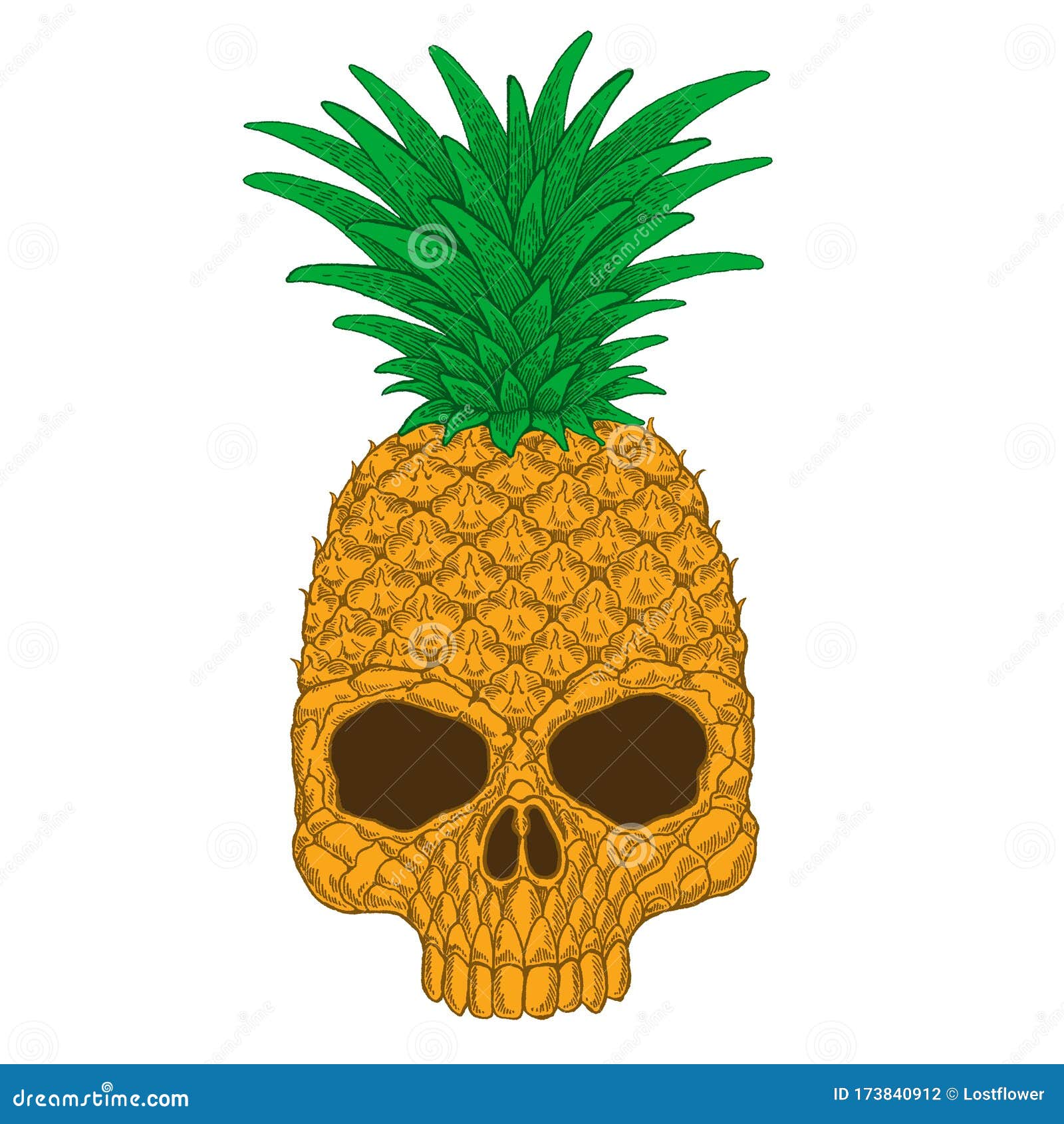 Pineapple skull by Lukas at Lady Luck Tattoo im Hawaii  rtattoos