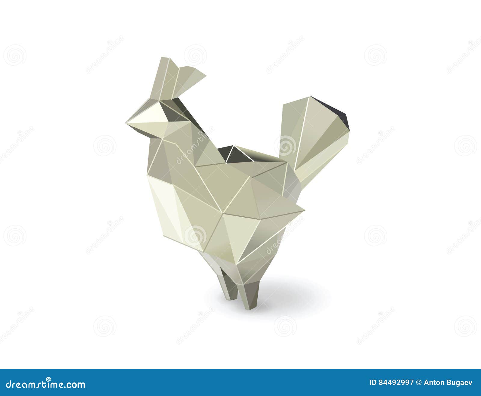 Vector Illustration of Polygonal Silver Rooster Figure, Low Poly Animal  Stock Vector - Illustration of poly, paper: 84492997