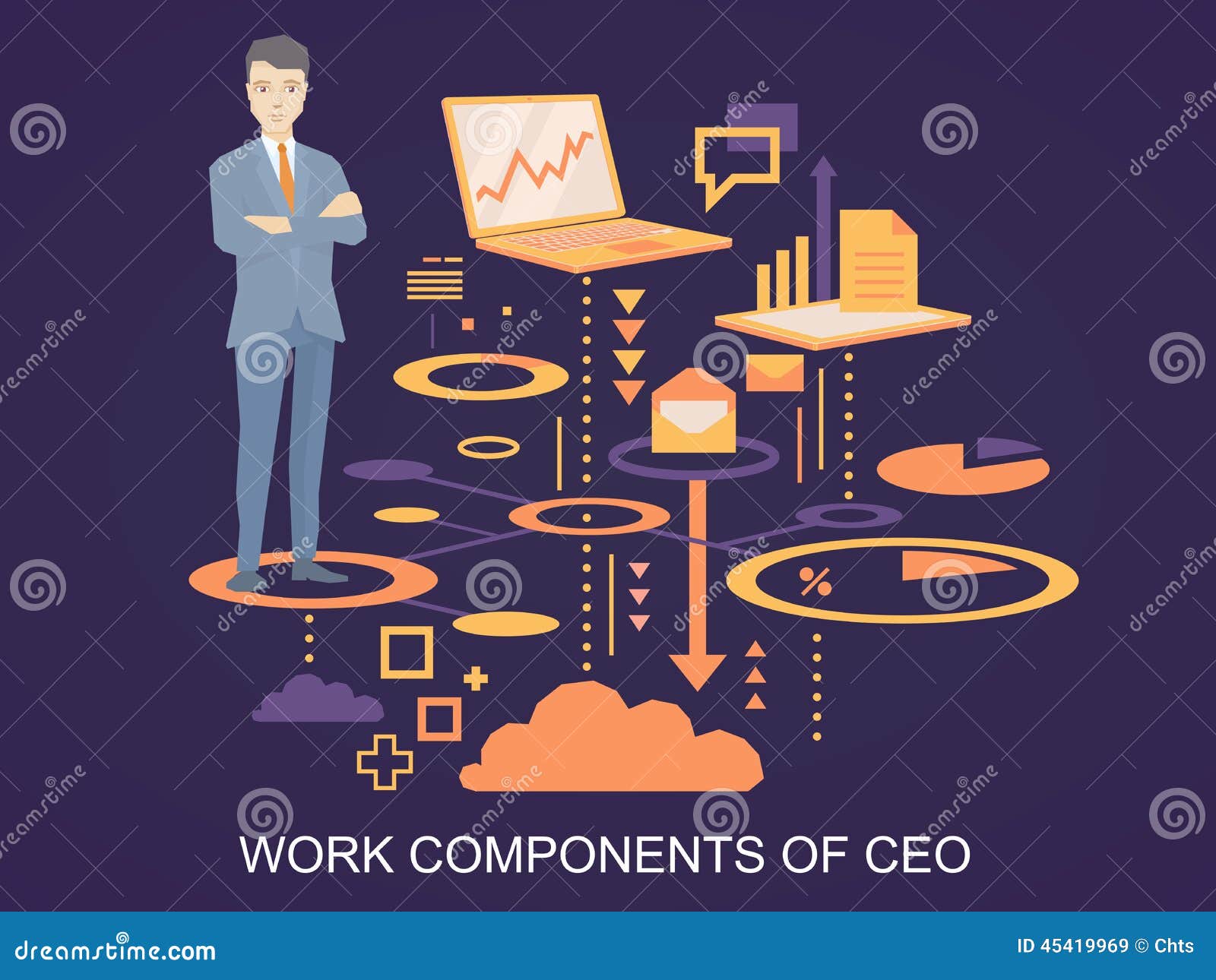 Work components. CEO illustration. Роспись CEO vector.