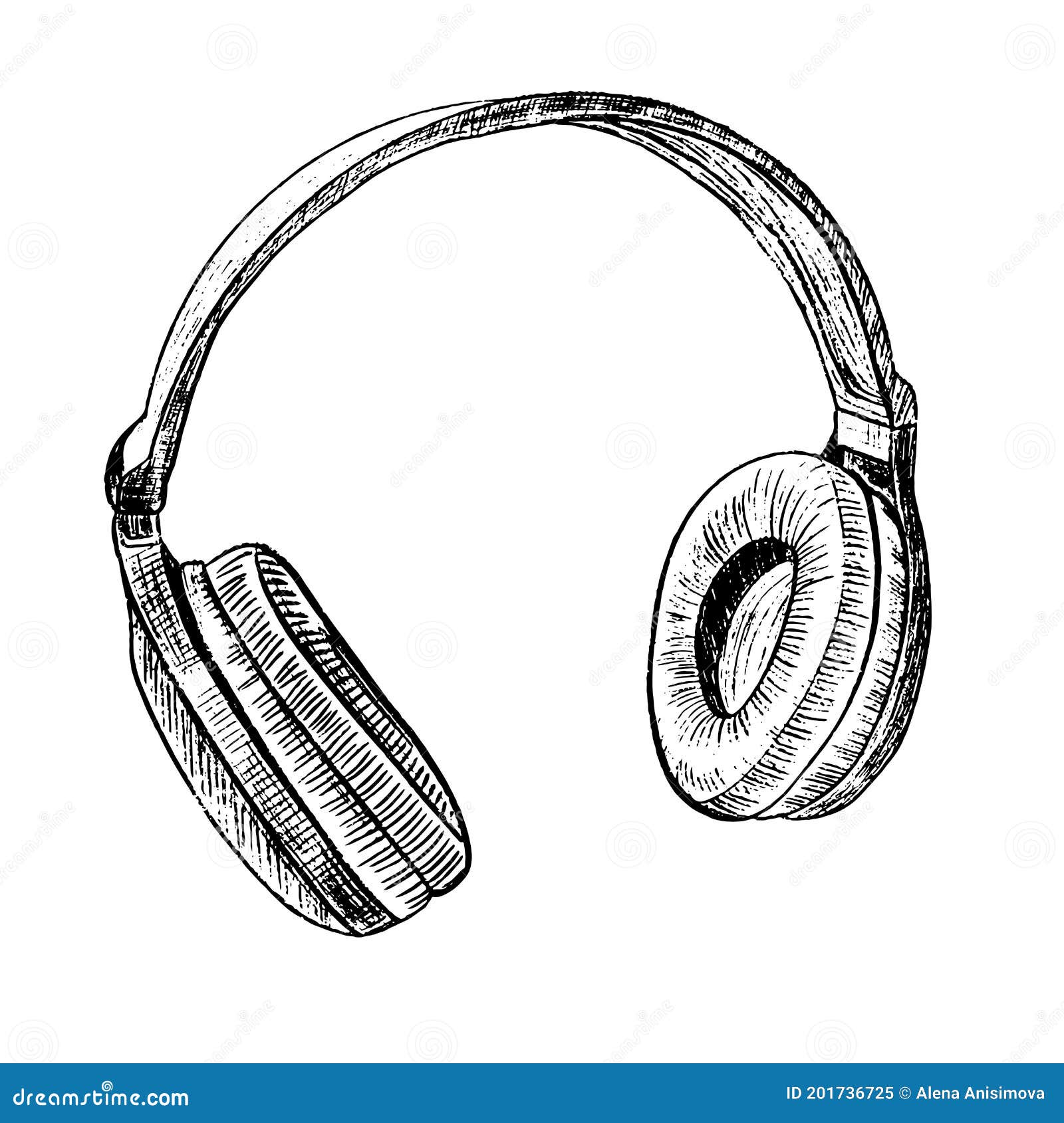 Headphones sketch vector illustration with musical notes Stock Vector   Adobe Stock
