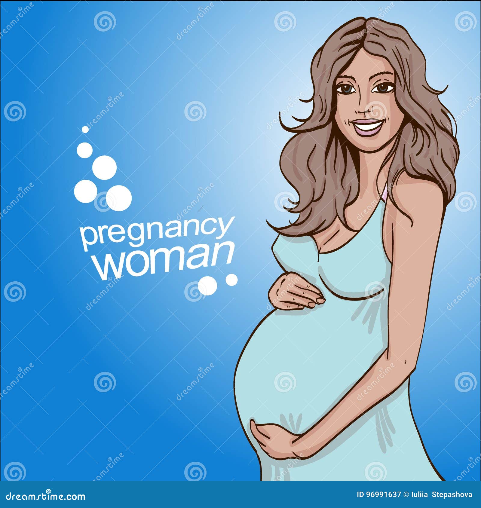 Vector Illustration of Pregnant Woman Copy Space Stock Vector ...