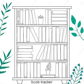 Vector Illustration for Printable with Bookcase on White Background ...