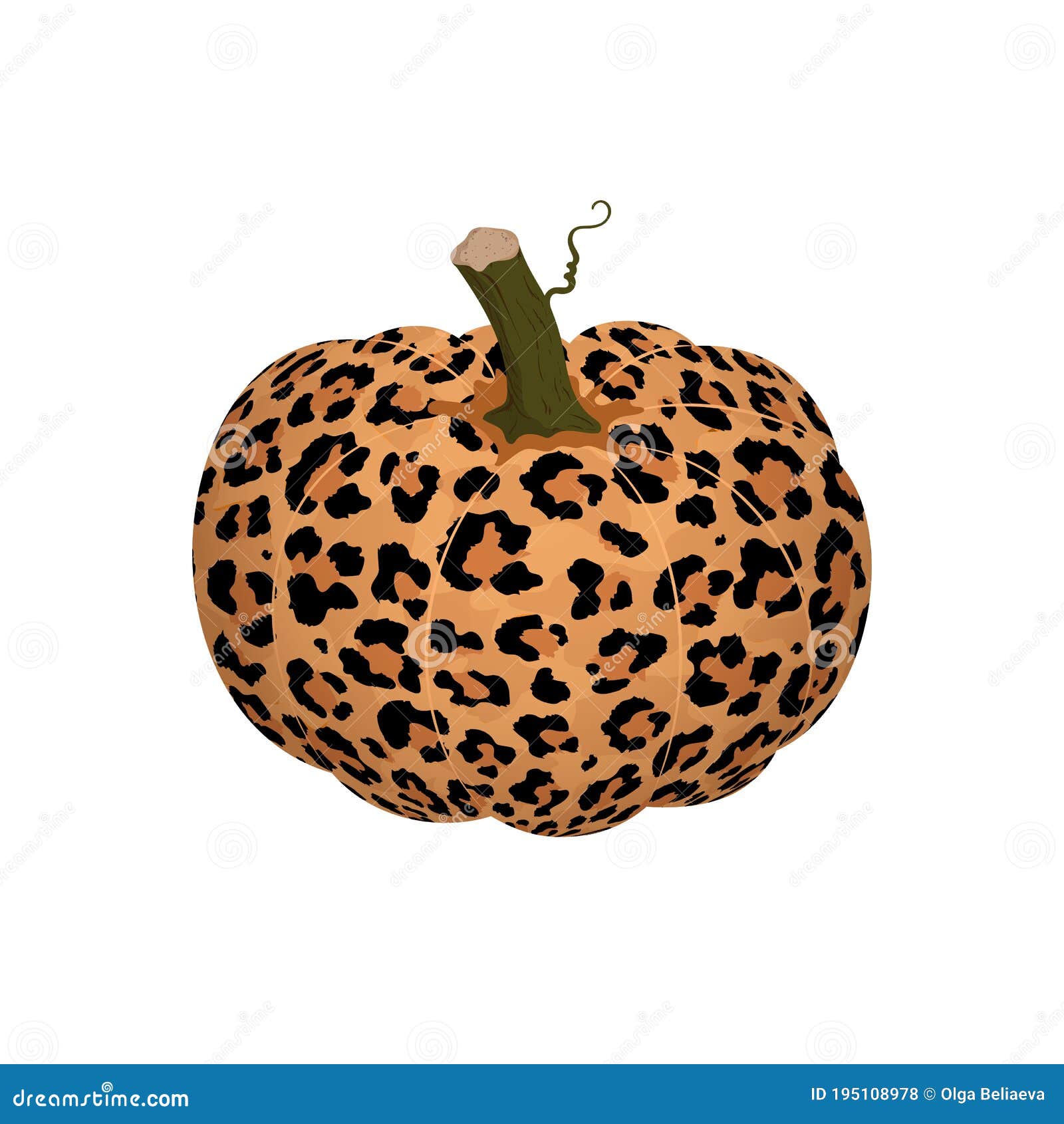 Pumpkin in Leopard Frame Handpainted Design PNG Artwork Digital File for printing and other crafts BCEH