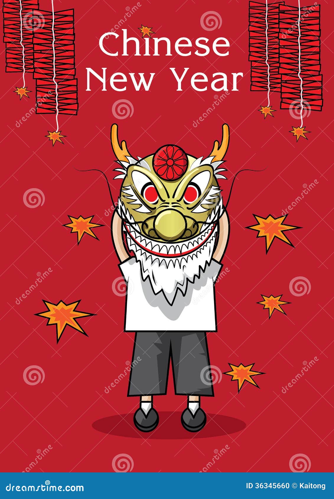 Vector illustration of puppet dragon hinese New Year. animal art artistic asian background brush calligraphy card cartoon celebrate celebration character chinese