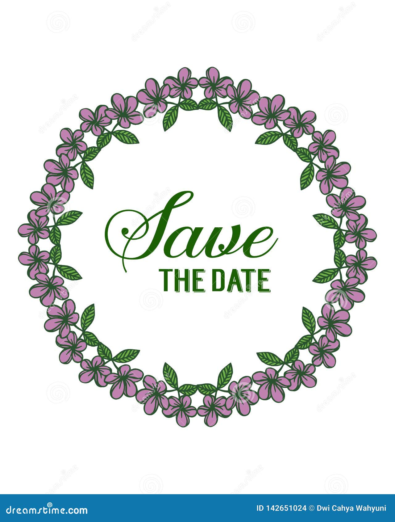 Vector Illustration Purple Rose Flower Frame with Design Wedding Save ...