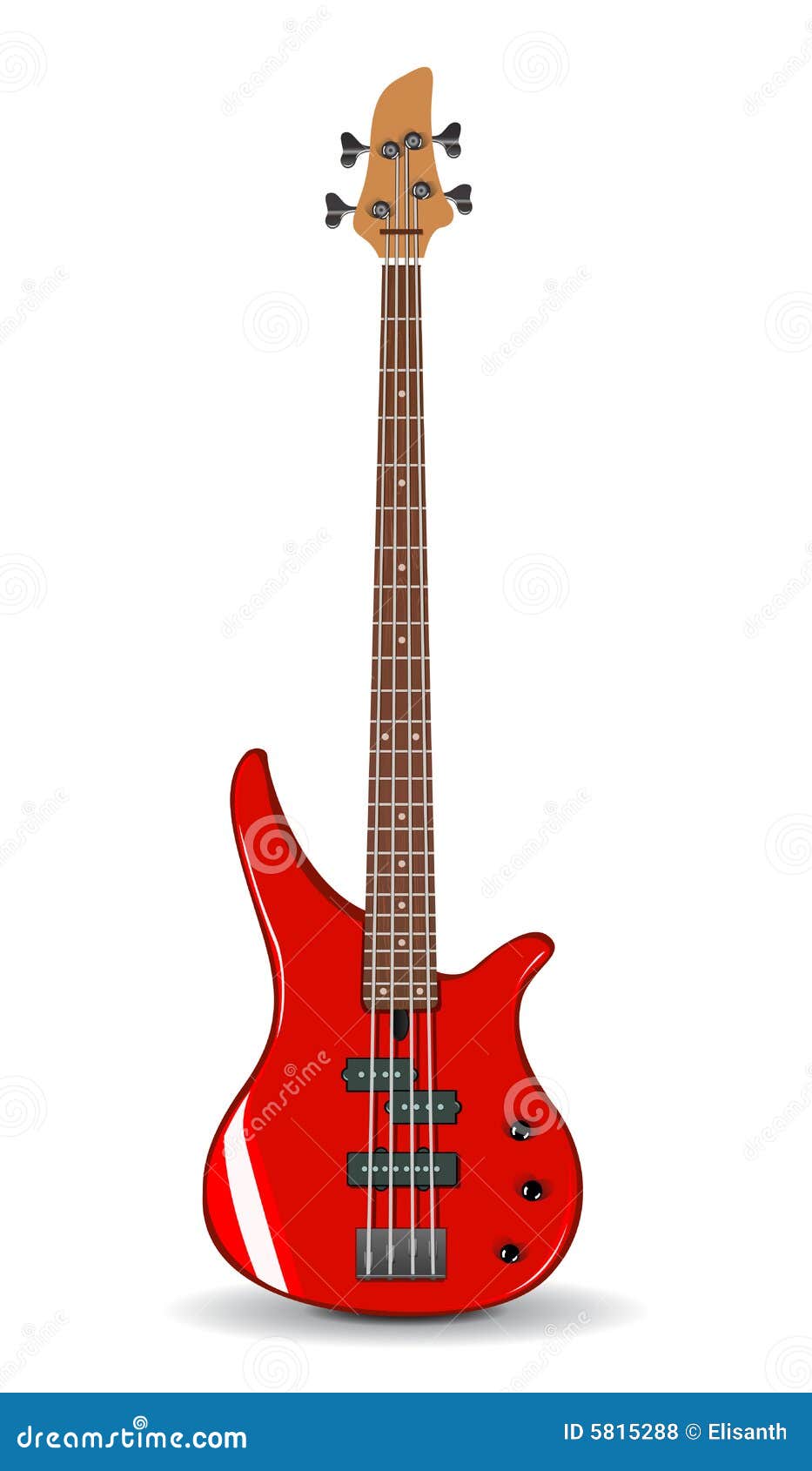 Vector Illustration Of Red Bass Guitar Stock Vector ...