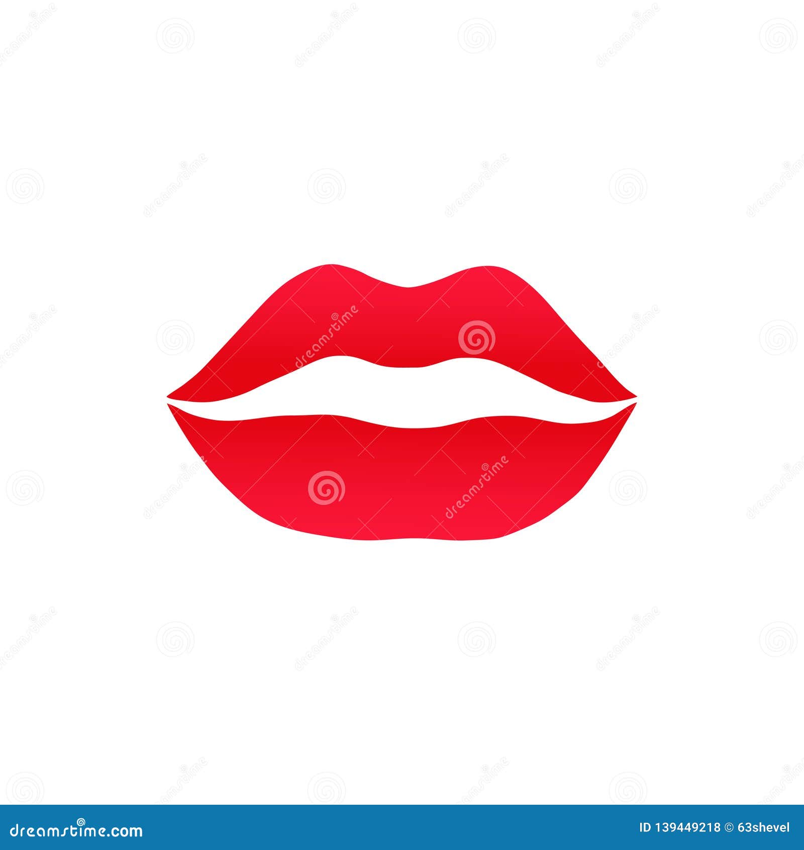 Vector Illustration of Red Lips. Icon Kiss Isolated on White Background