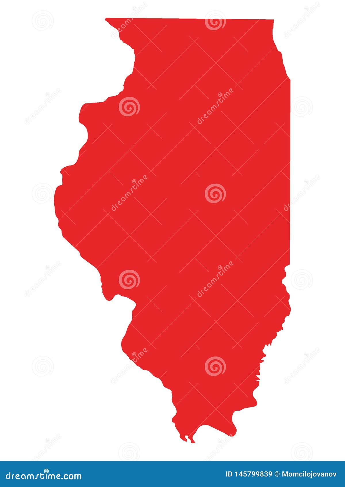 Red Map of US State of Illinois Stock Vector Illustration of isla