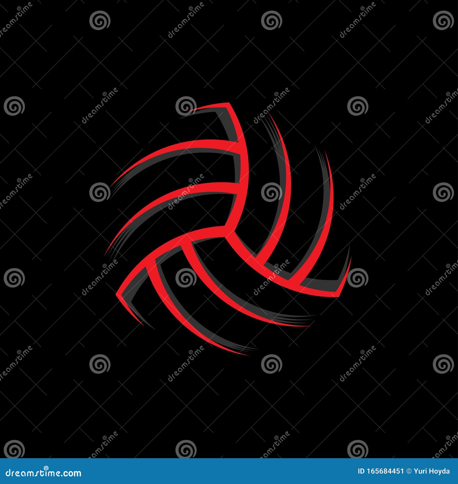 Red Volleyball Ball Colored Silhouette. Vector Illustration. Stock ...