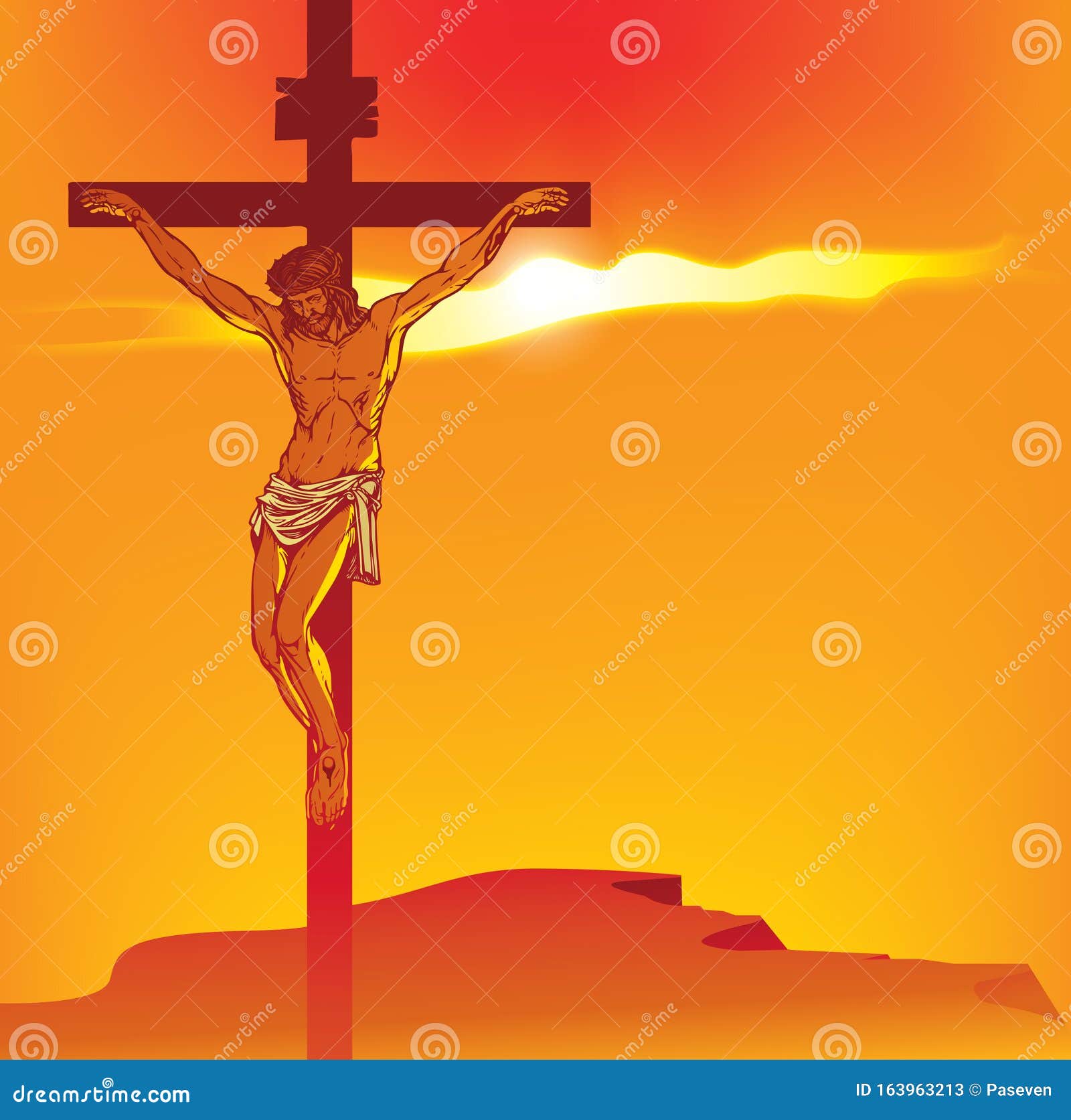 banner with jesus christ crucified on the cross