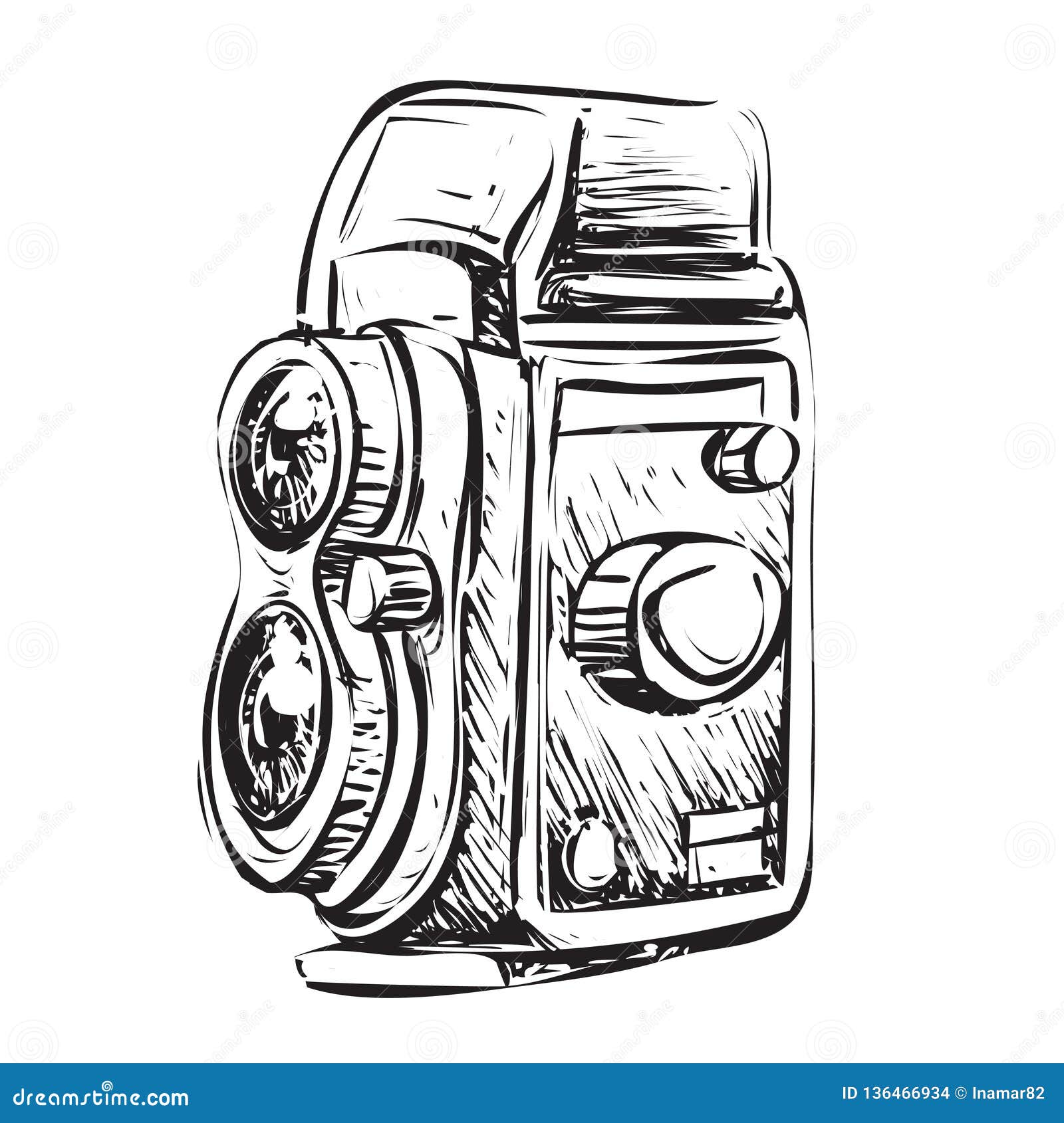 Retro Camera Doodle stock vector. Illustration of scribble 136466934