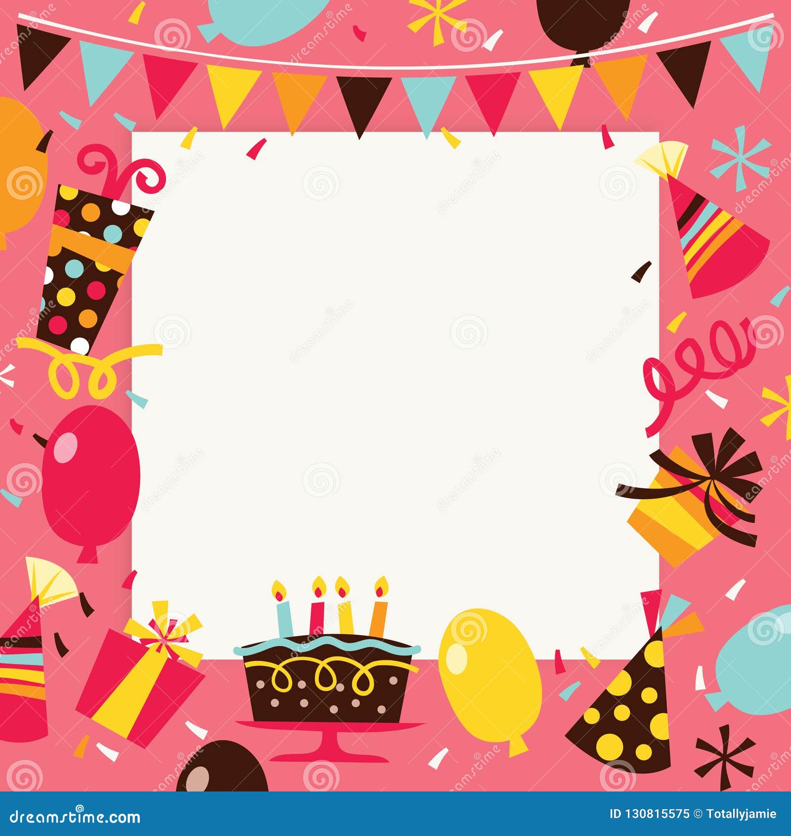 Retro Happy Birthday Surprise Party Background Stock Vector - Illustration  of suprise, streamer: 130815575