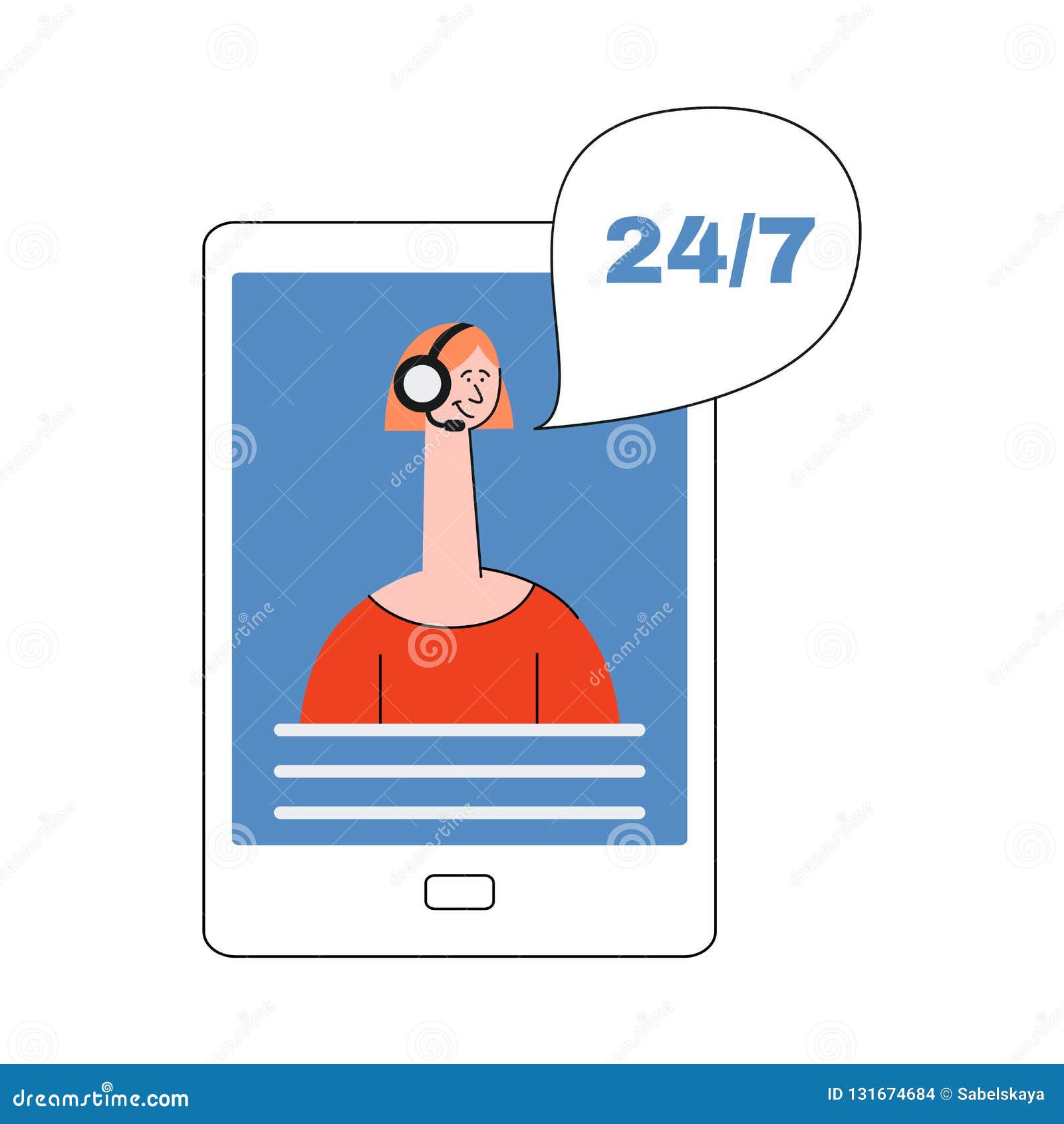 Vector Illustration of Roundtheclock Online Virtual Consulting