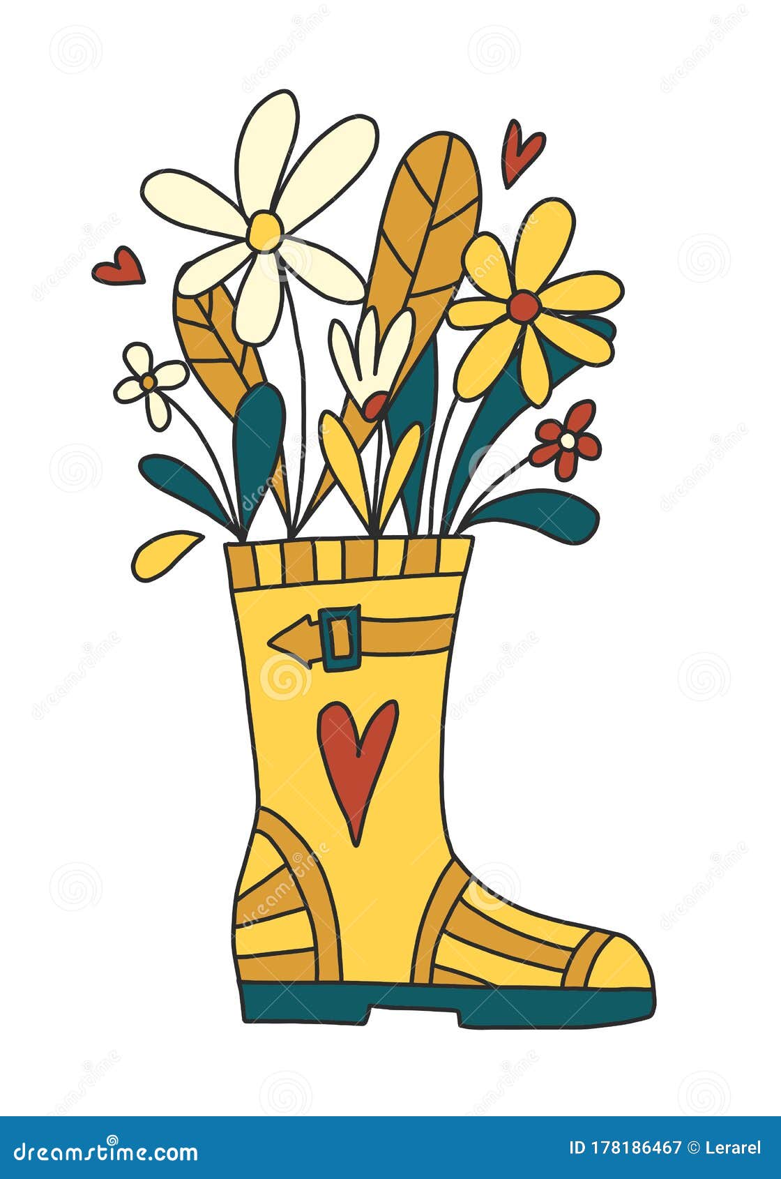 Vector Illustration of a Rubber Boot with Flowers. Colorful ...