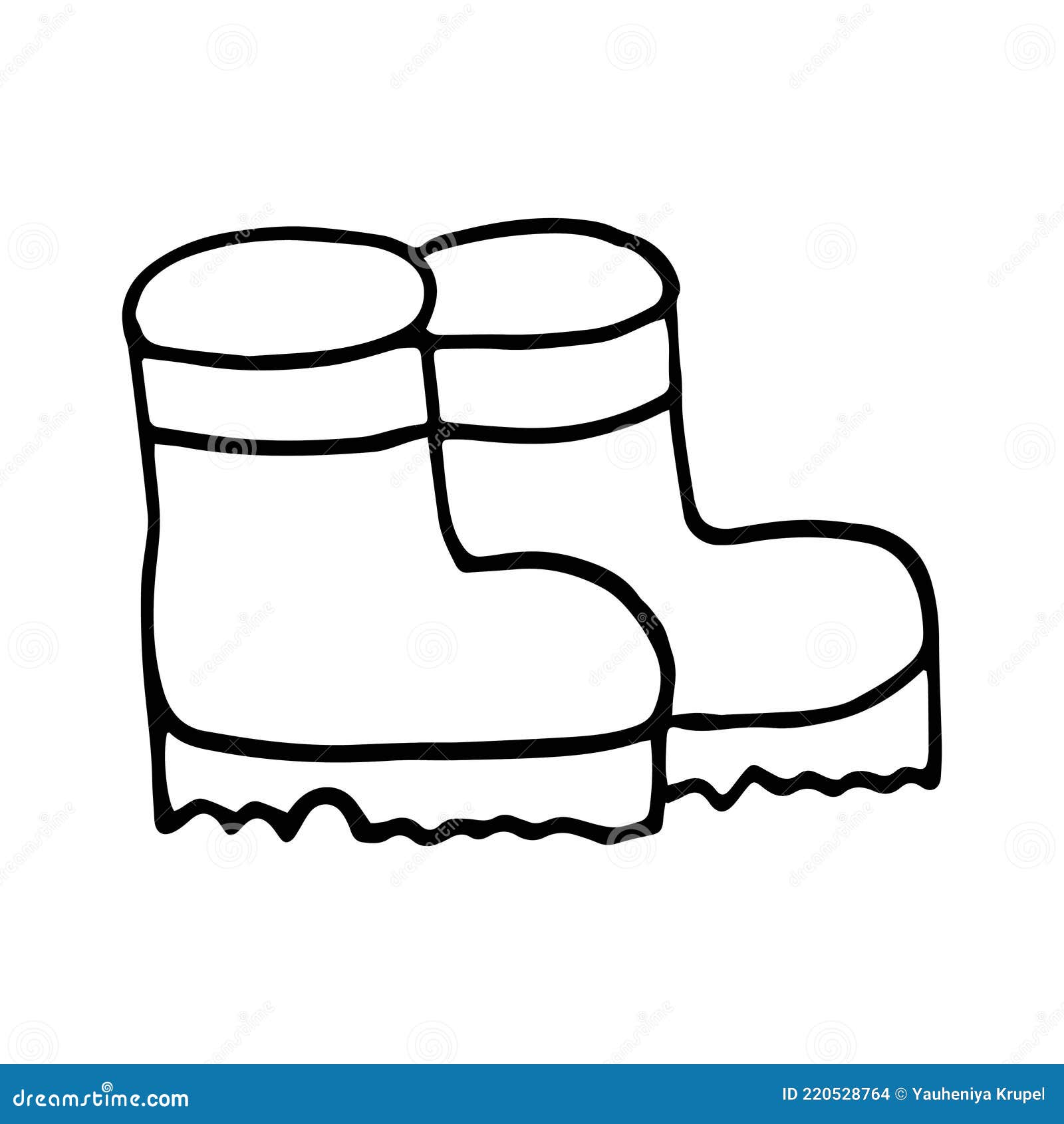 Vector Illustration of Rubber Garden Boots in Doodle Style Stock Vector