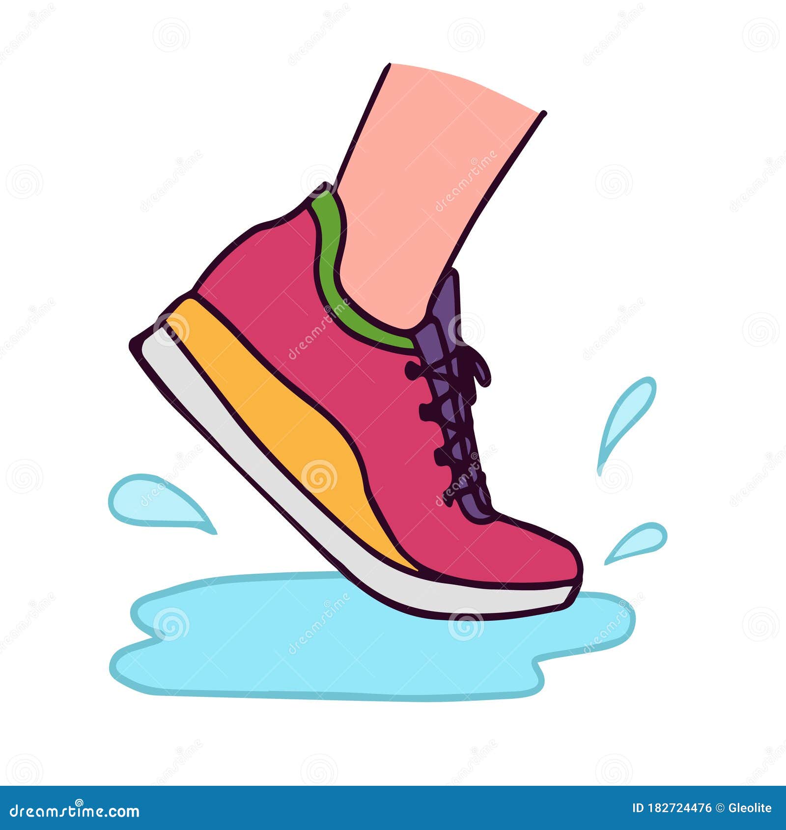 Vector Illustration of Running Shoe with Water Splash Stock Vector
