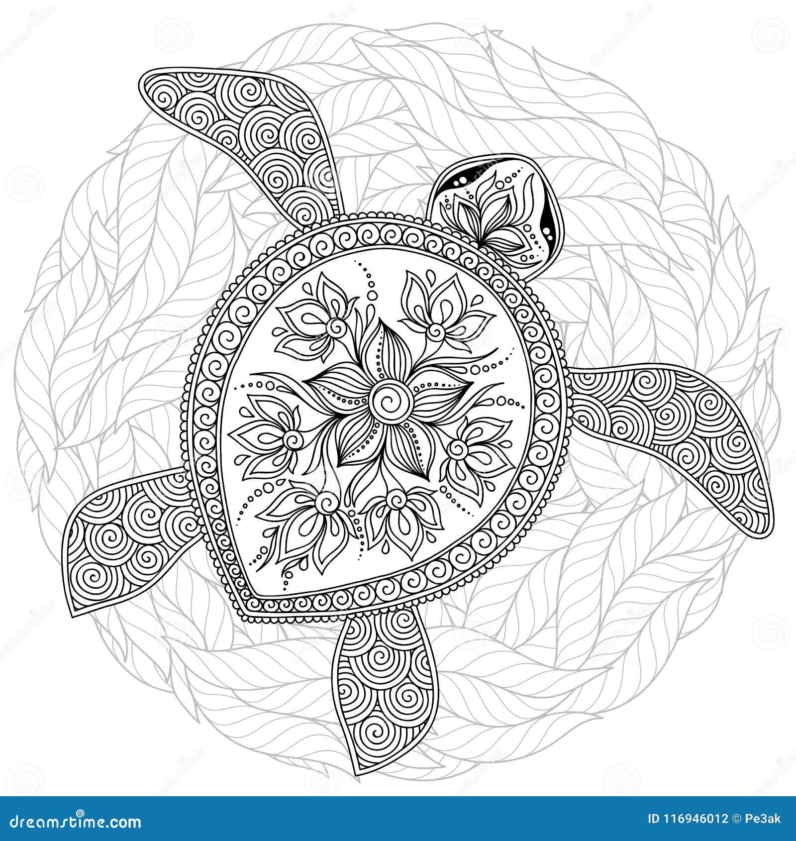 Vector Illustration Of Sea Turtle For Coloring Book Pages Stock Vector Illustration Of Black Graphic 116946012