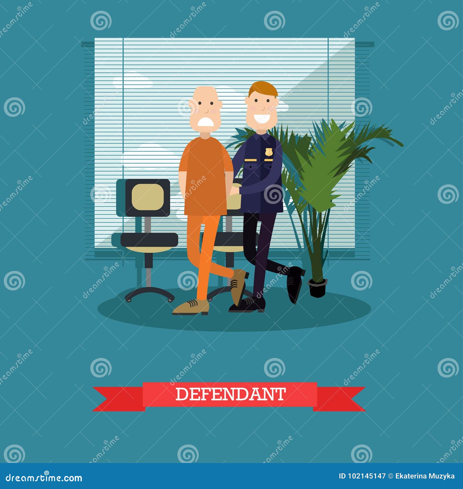 defendant   in flat style