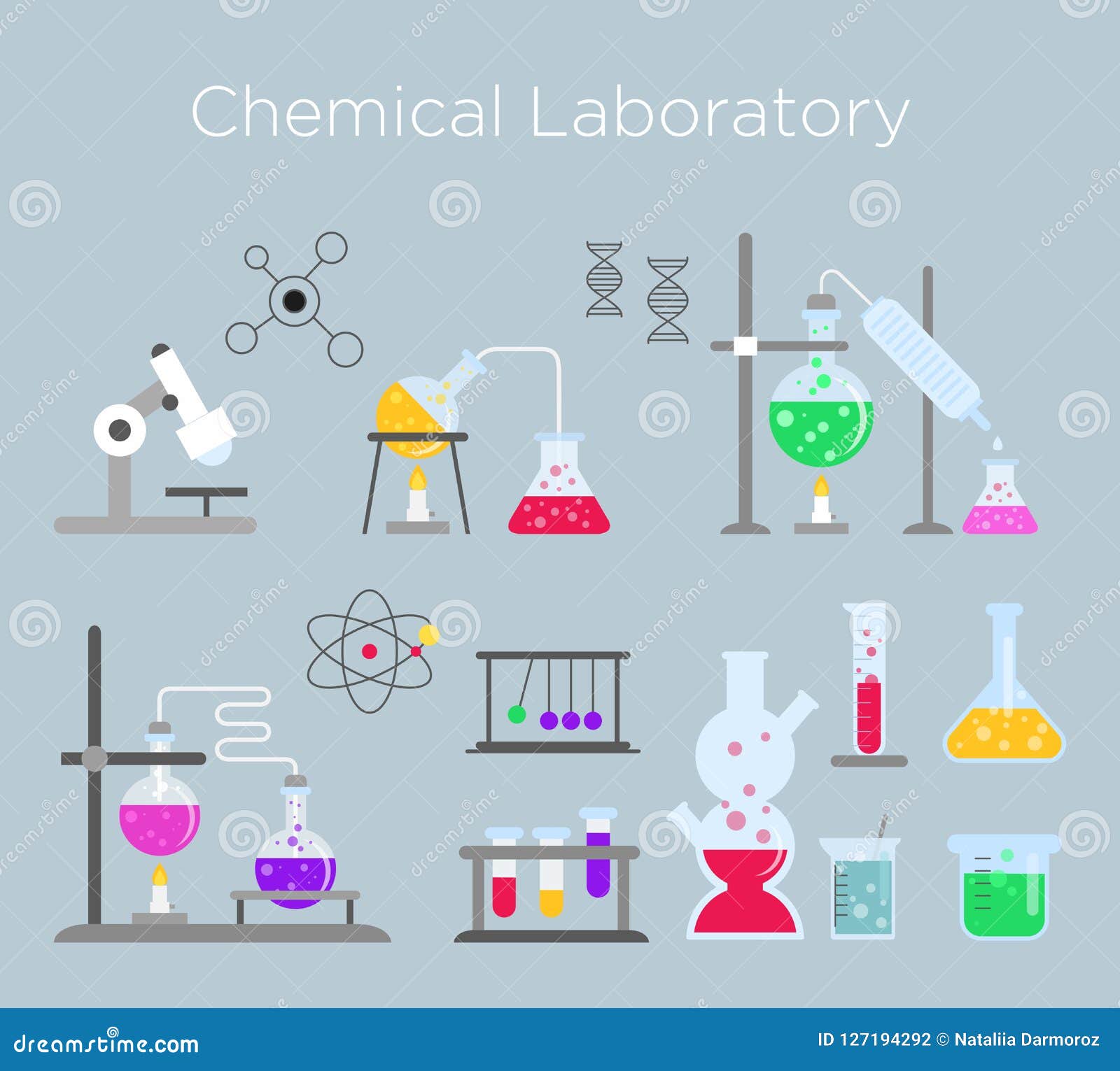 Vector Illustration Set of Chemical Laboratory Equipment. Chemical ...