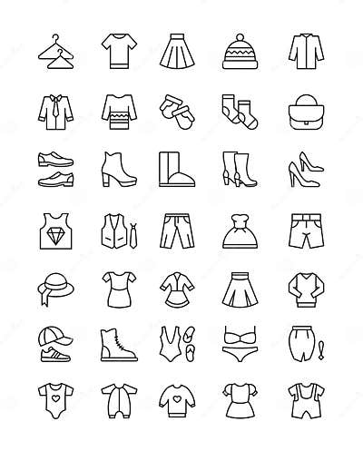 Vector Illustration Set of Different Types of Clothes Icons Isolated on ...