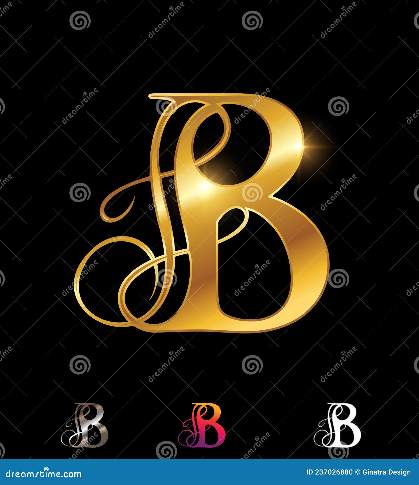 Golden Monogram Letter B stock vector. Illustration of golden - 237026880