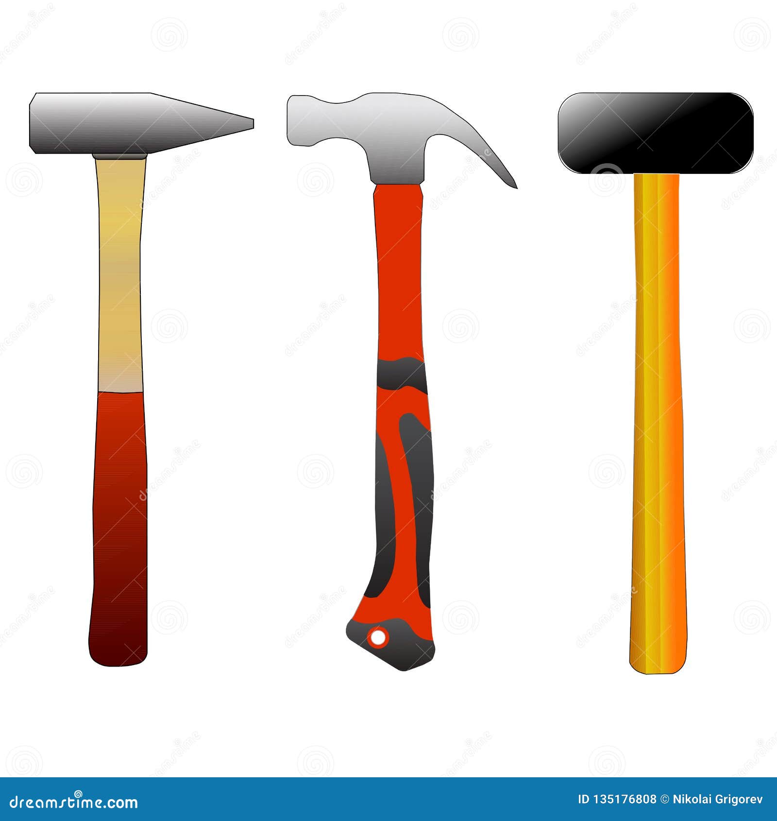 3d Illustration Two Hammers RoyaltyFree Cartoon
