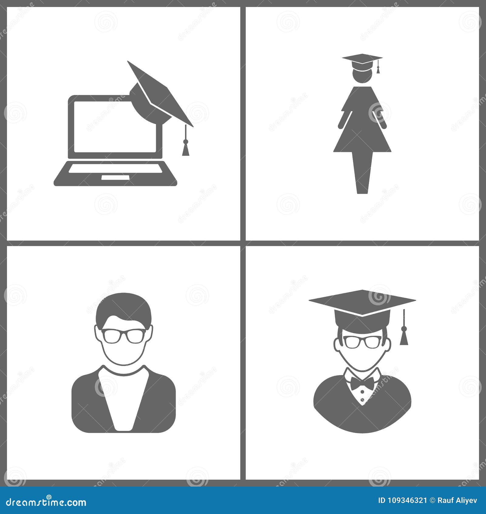 Vector Illustration Set Office Education Icons Elements Of Graduation
