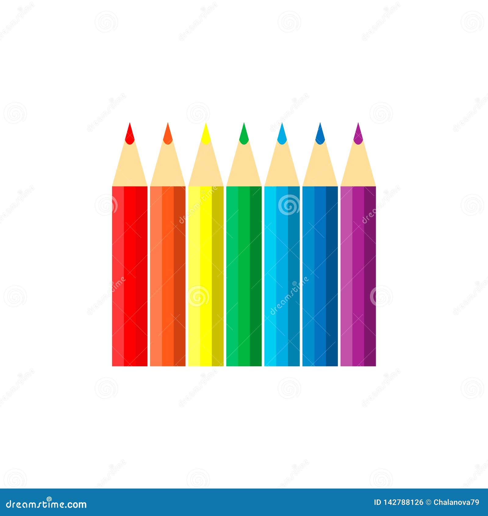Vector Illustration. Set Of Rainbow Colored Pencils On White Background