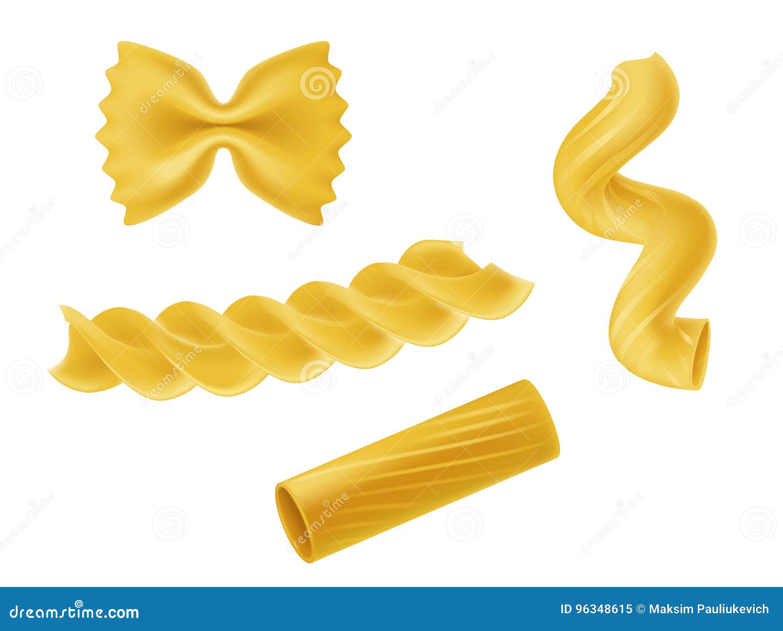   set of realistic icons of dry macaroni, pasta of various kinds