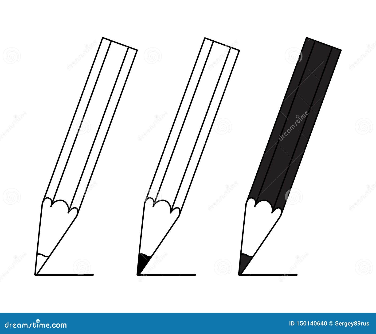 A Set of Silhouettes of Pencils. Stock Vector Illustration of design, white 150140640