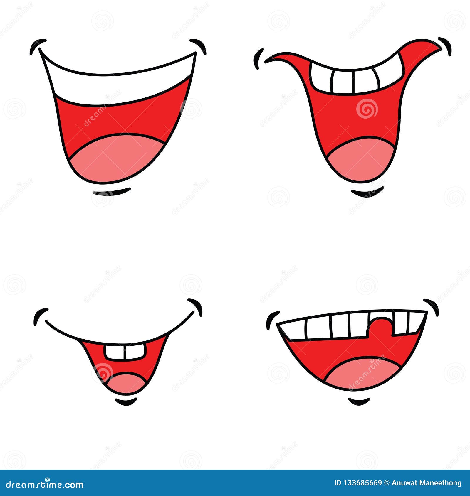 Vector Illustration of Set Smiling Happy Stock Vector - Illustration of  emotions, comic: 133685669