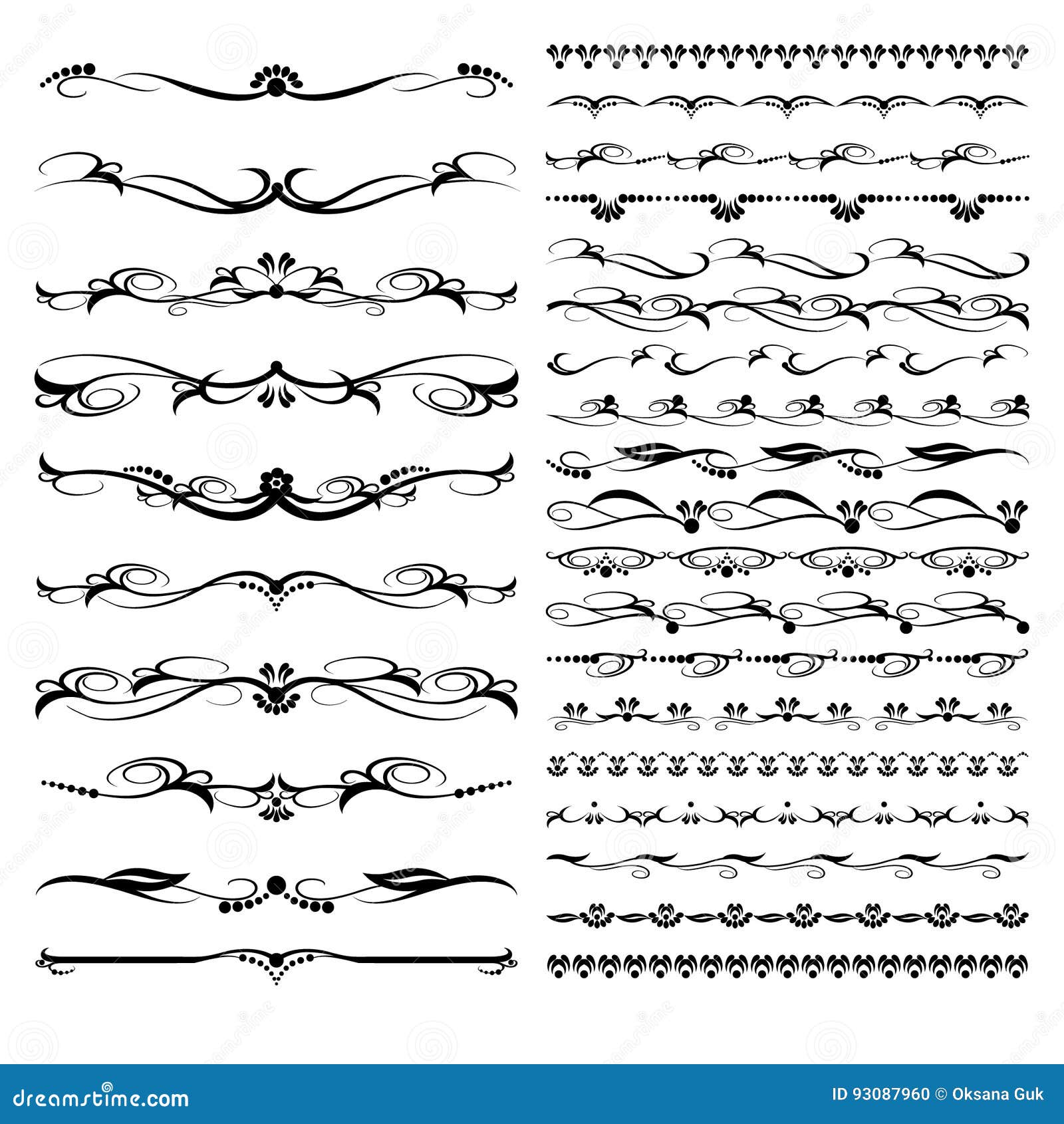 set of text delimiters and floral s and ornamental calligraphic lines.
