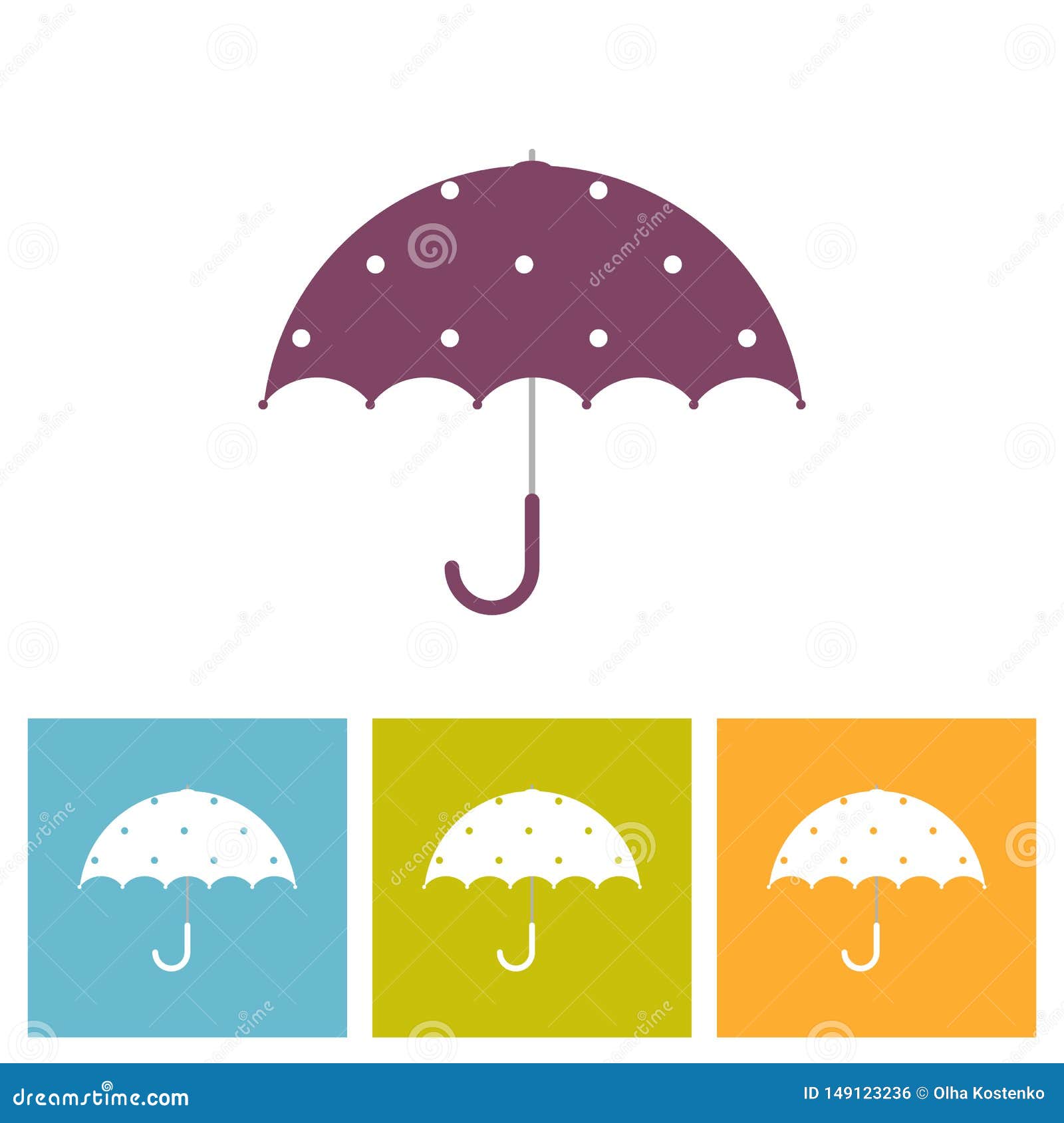 Umbrella with Decorative Element Polka Dot Stock Vector - Illustration ...