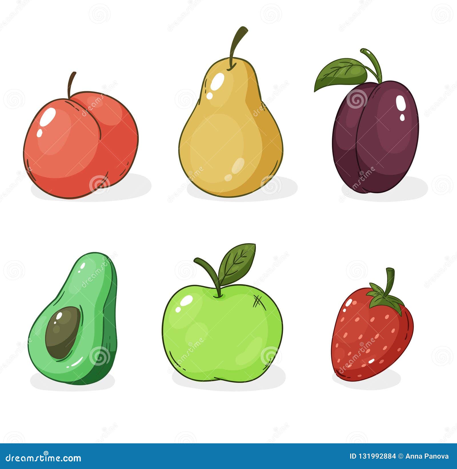 Download Set Of Vector Fruits For Your Design Stock Vector - Illustration of strawberry, white: 131992884