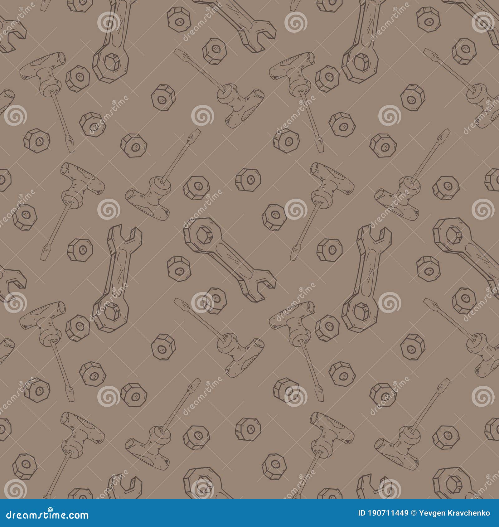 tools seamless pattern.   set of wrenches, bolts, screwdriver seamless pattern. background from the tools a scre