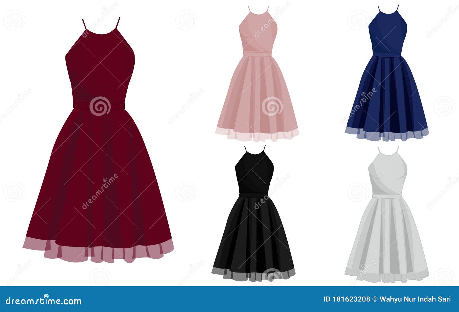 Vector Illustration of Dress Design Suitable for Party with Elegant Red ...