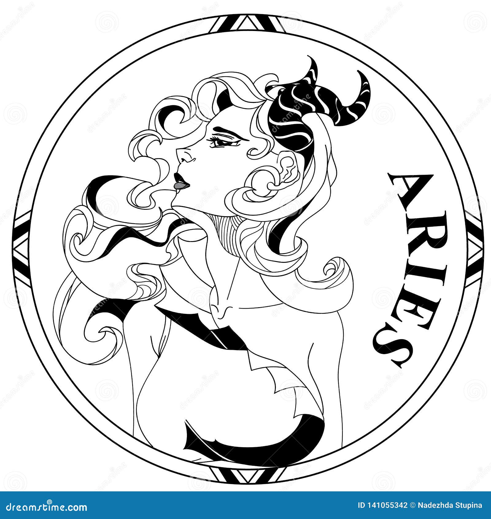 Aries Zodiac Lineart Symbol Vector Illustration | CartoonDealer.com ...