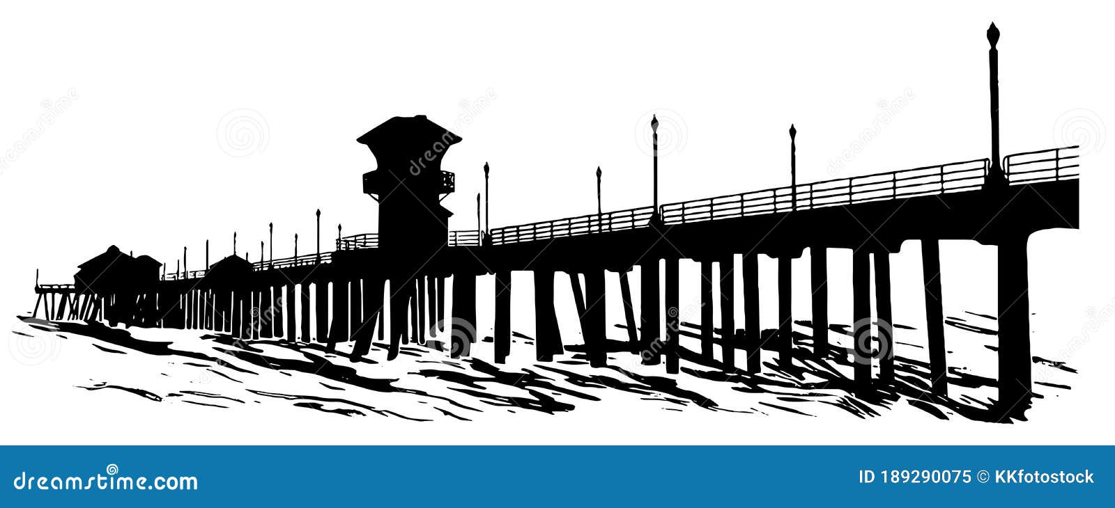 silhouette of a pier with waves
