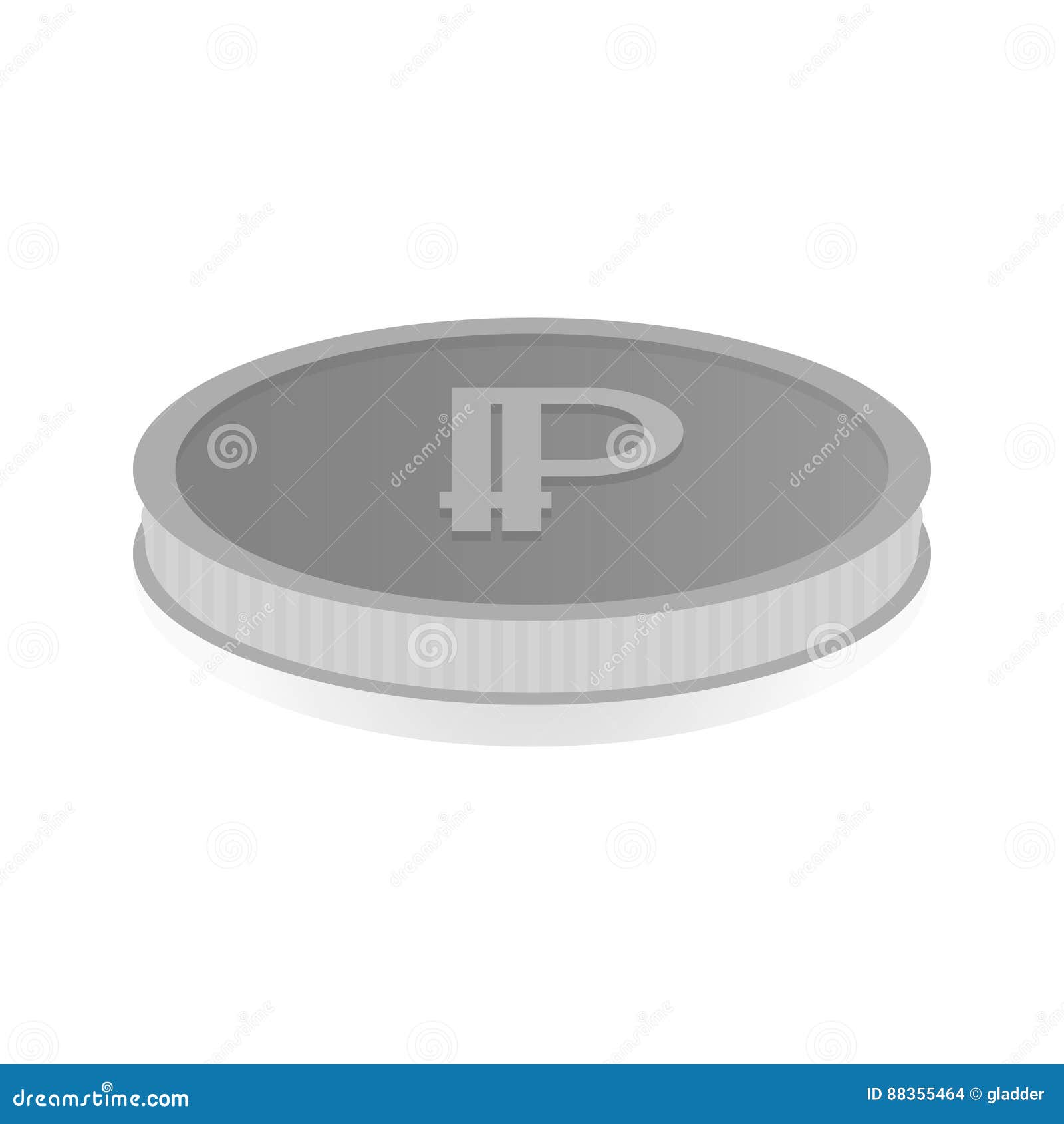 Vector Illustration Of A Silver Coin With The Symbol ...