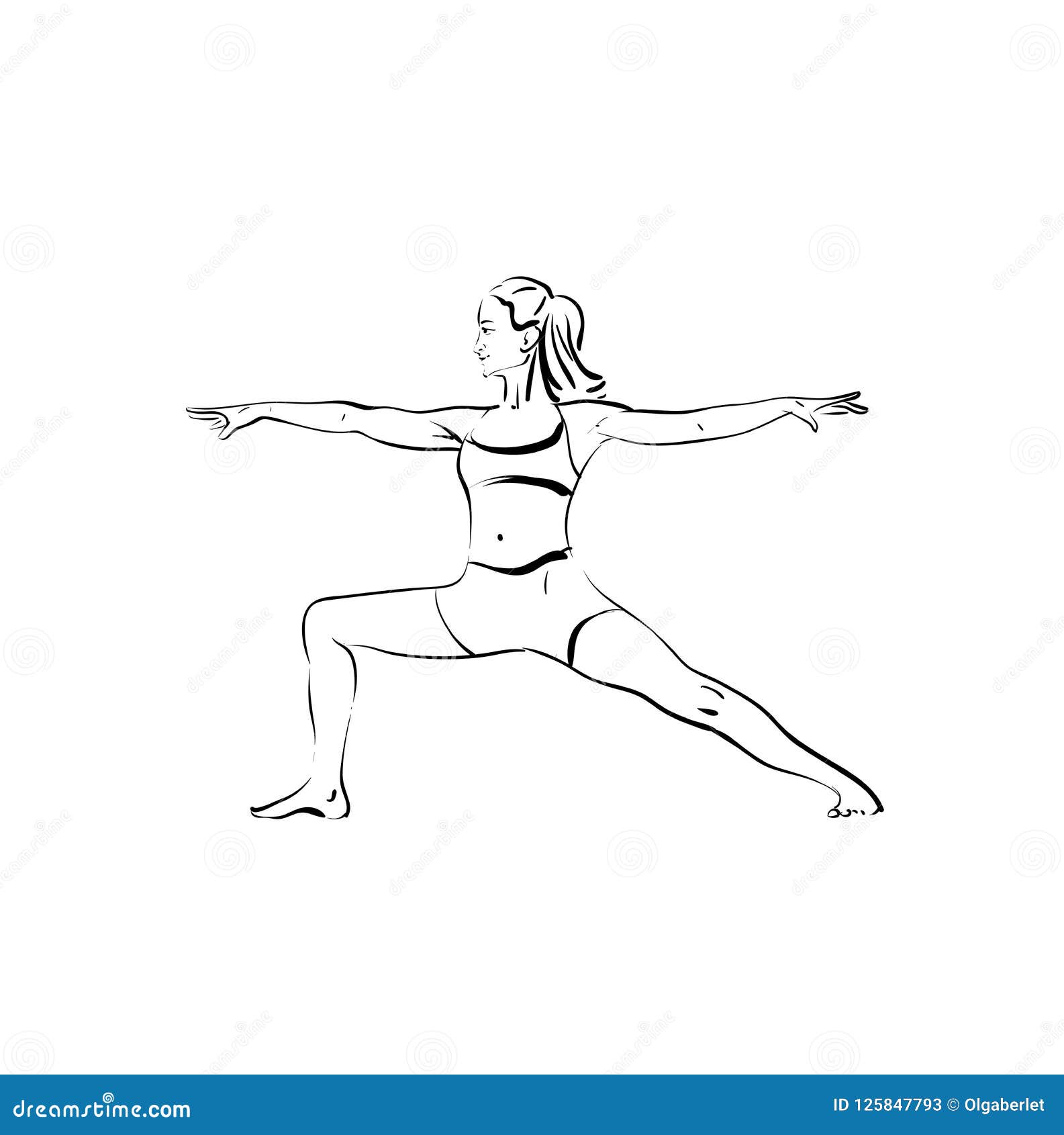 Beautiful Woman Doing Yoga Sketch, Black on White Stock Vector ...