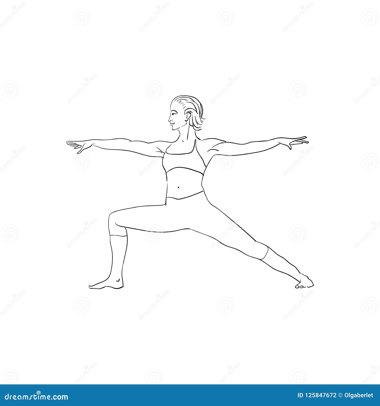 Beautiful Woman Doing Yoga Sketch, Black on White Stock Vector ...