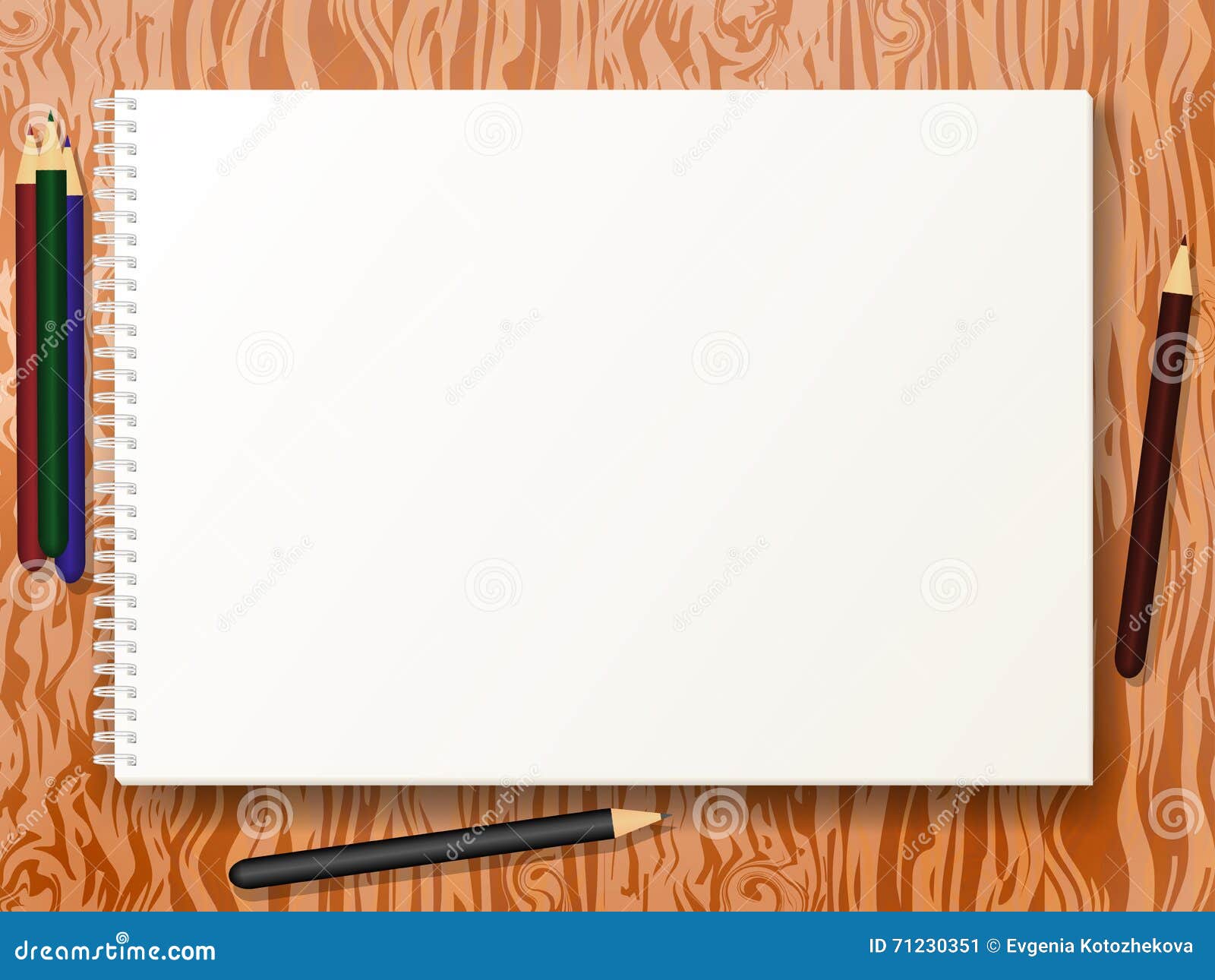 https://thumbs.dreamstime.com/z/vector-illustration-sketch-pad-pencils-wooden-table-background-album-drawing-71230351.jpg